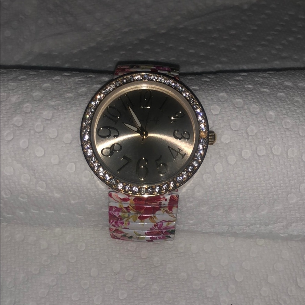 Gold face watch with rose band